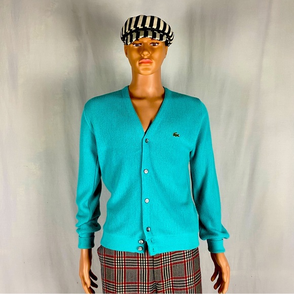 Izod Lacoste turquoise cardigan size 38 Medium - Picture 1 of 3